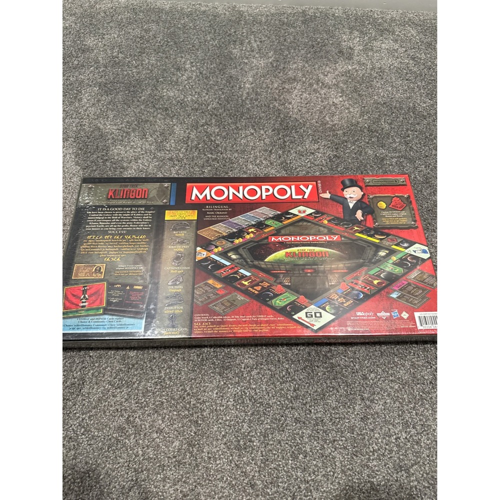 Star Trek Klingon Monopoly Collector's Edition Board Game Bilingual New‎ Sealed - Picture 4 of 6